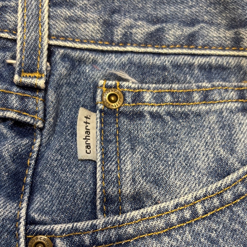 Carhartt Men’s Relaxed Fit Blue Jeans 42x32 Workwear Cabincore Denim EUC - Picture 3 of 8